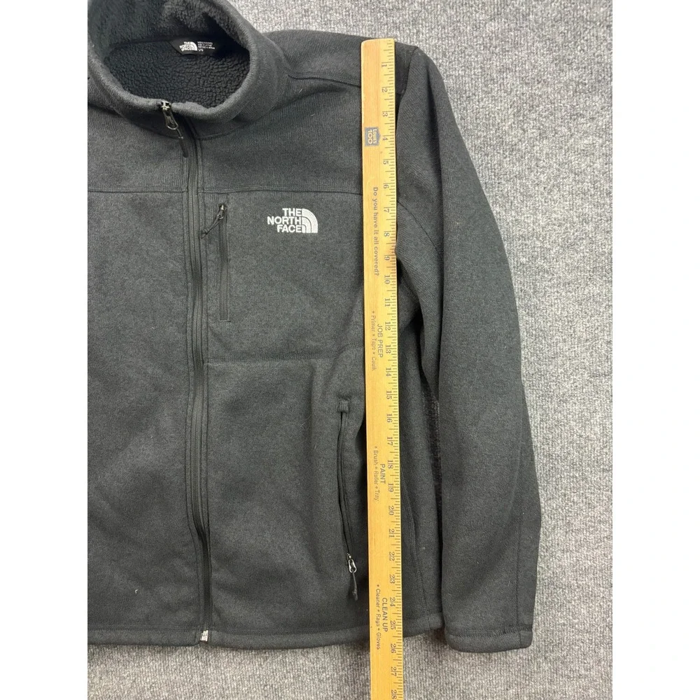 The North Face Fleece Jacket Mens Large Gray Logo Full Zip Mock Neck